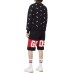 GCDS BERMUDA REGULAR IN COTONE BLACK UNISEX CON BANDA LOGO SERIGRAFATA A CONTRASTO