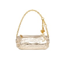 Juicy Couture Borsa a spalla oro con logo nell aparte anteriore