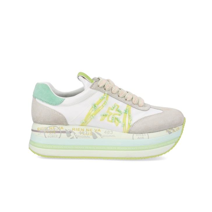 PREMIATA BETH_7374 SNEAKER IN SUEDE E NYLON WHITE