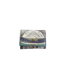 Gattinoni S Flap Wallet w/Pocket PVC Planetarium/Leather Acquamarine/Navy