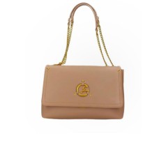 GATTINONI ROMA BORSA A SPALLA DA DONNA BEIGE CON LOGO ORO 