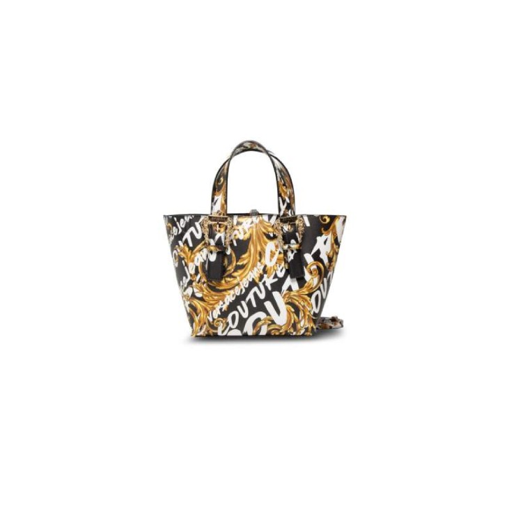 Versace Jeans Couture Borsa Nera a mano con stampa Logo Brush Couture