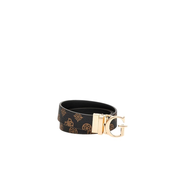 GUESS ERICA CINTURA BROWN 4G LOGO ALL OVER REVERSIBILE BLACK