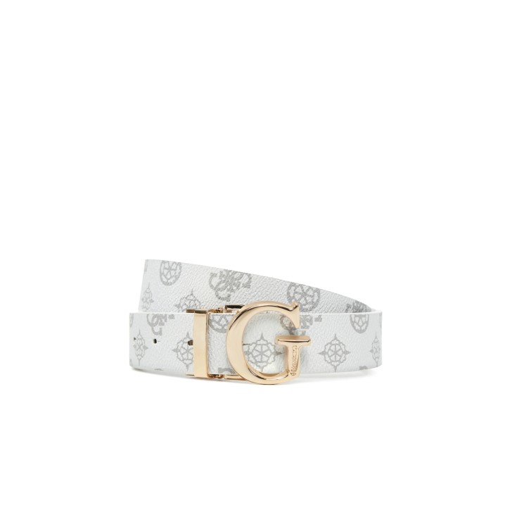 GUESS ERICA CINTURA BIANCA 4G LOGO ALL OVER REVERSIBILE 