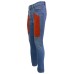 Jeckerson Jeans denim blu cinque tasche con toppe in Alcantara Rosso