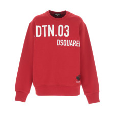 Dsquared2 Felpa in cotone rossa con maxi logo lettering 