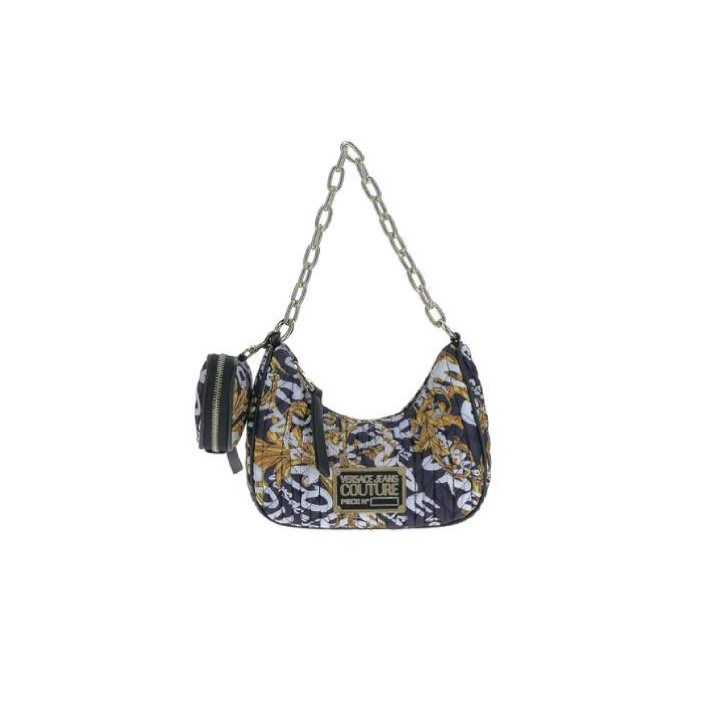 Versace Jeans Couture Borsa in nylon Nera con stampa Logo Space Couture a spalla 