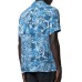 Emporio Armani Camicia REGULAR FIT a manica corta blu con stampa All Over e logo Aquila ricamato