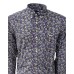 Harmont&Blaine Camicia REGULAR  FIT in cotone a manica lunga Blu Navy con logo lettering multicolore All Over