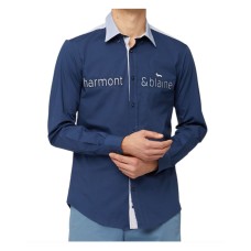 Harmont&Blaine Camicia in cotone Blu con logo lettering