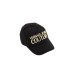VERSACE JEANS COUTURE CAPPELLO BASEBALL UNISEX IN COTONE BLACK CON LOGO LETERING RICAMATO GOLD 