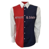 Harmont&Blaine Camicia REGULAR FIT in cotone a manica lunga con fasce a contrasto e logo lettering