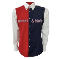 Harmont&Blaine Camicia REGULAR FIT in cotone a manica lunga con fasce a contrasto e logo lettering