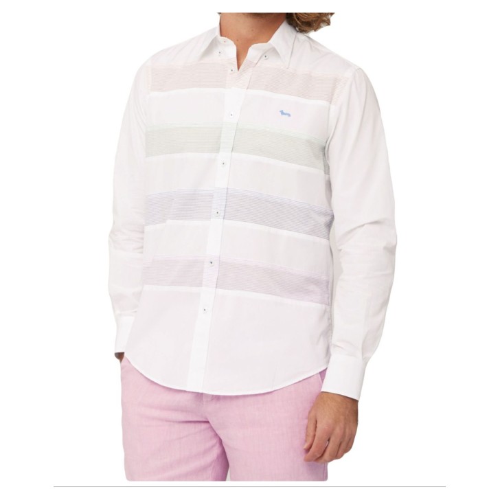 Harmont&Blaine Camicia Bianca in cotone con bande rigate