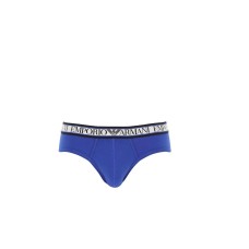 Emporio Armani Slip bluette in cotone con vita elastica e logo lettering