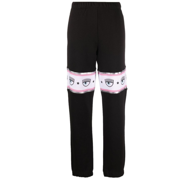 Chiara Ferragni Pantalone Jogger nero con banda Maxi Logomania