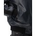 Emporio Armani Giubbotto Bomber Blu in pelle con bande sulle maniche in nastro con logo lettering