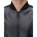 Emporio Armani Giubbotto Bomber Blu in pelle con bande sulle maniche in nastro con logo lettering