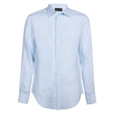 Emporio Armani Camicia in Lino a manica lunga Azzurra 