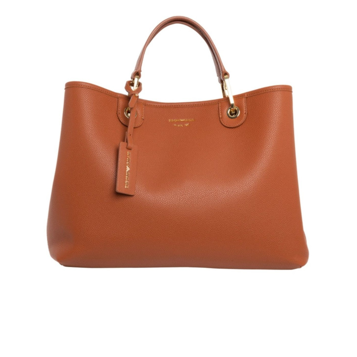 Emporio Armani Borsa a mano MyEA Bag Cuoio stampa cervo con tracolla in nastro con logo lettering All Over regolabile, estraibile
