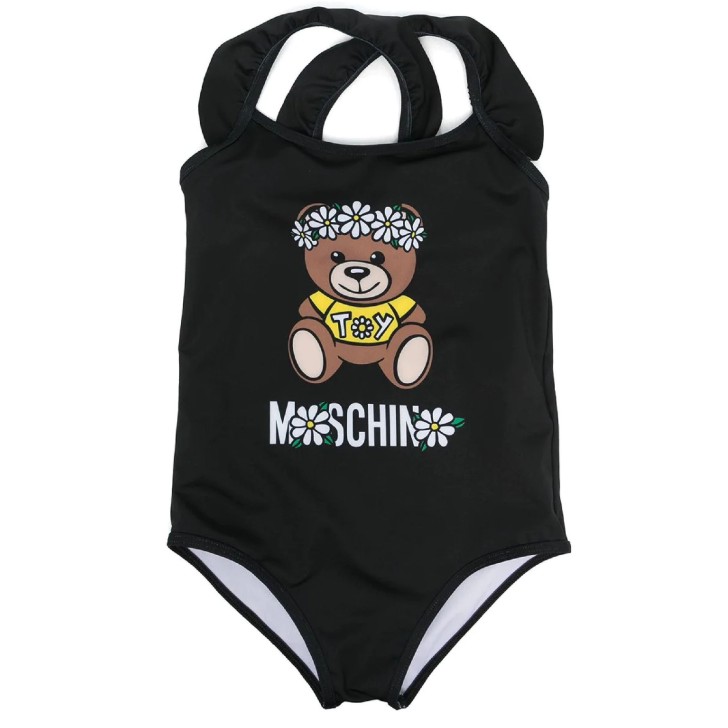 Moschino costume intero nero con Teddy Bear e logo lettering