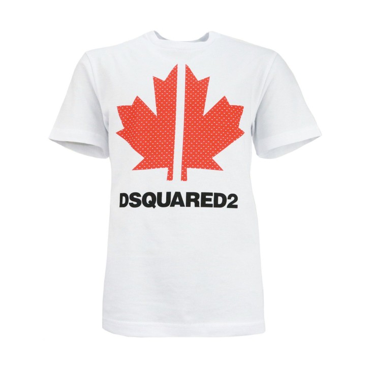 Dsquared2 T-Shirt in cotone Bianca a manica corta con maxi logo 