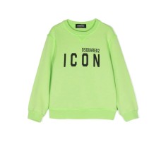 Dsquared2 Felpa Unisex Verde in cotone a girocollo con logo lettering