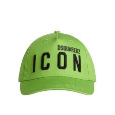 Dsquared2 Cappello Baseball in cotone verde con logo ricamato DSQUARED2 ICON