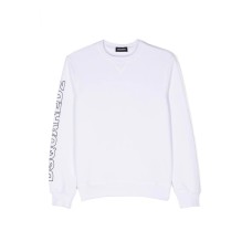 Dsquared2 Felpa a girocollo Bianca Unisex in cotone con logo lettering sulla manica