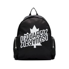 Dsquared2 Zaino Unisex nero in Nylon con multitasche e maxi logo e logo lettering DSQUARED2