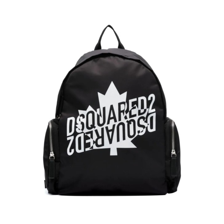 Dsquared2 Zaino Unisex nero in Nylon con multitasche e maxi logo e logo lettering DSQUARED2