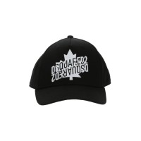 Dsquared2 Cappello Baseball Unisex in cotone nero con logo e logo lettering DSQUARED2