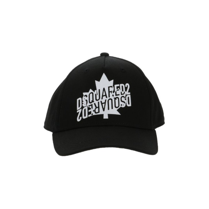 Dsquared2 Cappello Baseball Unisex in cotone nero con logo e logo lettering DSQUARED2