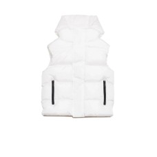 Dsquared2 Gilet in Nylon Bianco con cappuccio e logo lettering nella parte posteriore 