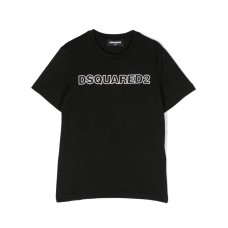 Dsquared2 T-Shirt Nera Unisex in cotone a manica corta con logo lettering DSQUARED2 ICON