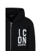 Dsquared2 Felpa Unisex in cotone Full zip Nera con cappuccio e logo ICON DSQUARED2 