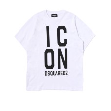 Dsquared2 T-Shirt Bianca Unisex in cotone a manica corta con maxi logo ICON DSQUARED2