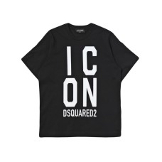 Dsquared2 T-Shirt Nera Unisex in cotone a manica corta con maxi logo ICON DSQUARED2