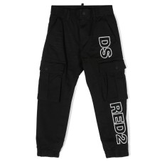 Dsquared2 Pantalone nero con tasche e logo lettering a contrastro
