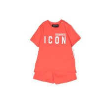 Dsquared2 Tuta completa in cotone rossa con Logo DSQUARED2 ICON