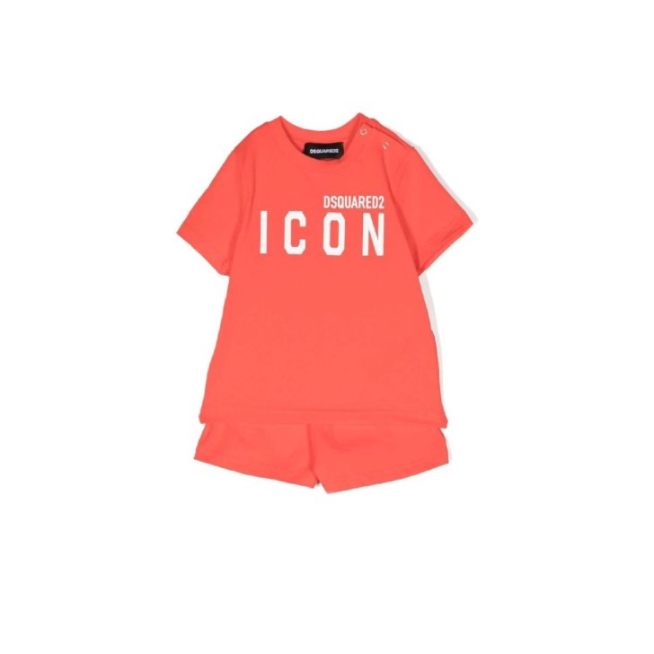 Dsquared2 Tuta completa in cotone rossa con Logo DSQUARED2 ICON