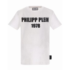 Philipp Plein T-shirt a manica corta bianca in cotone con logo PHILIPP PLEIN 1978 stampato