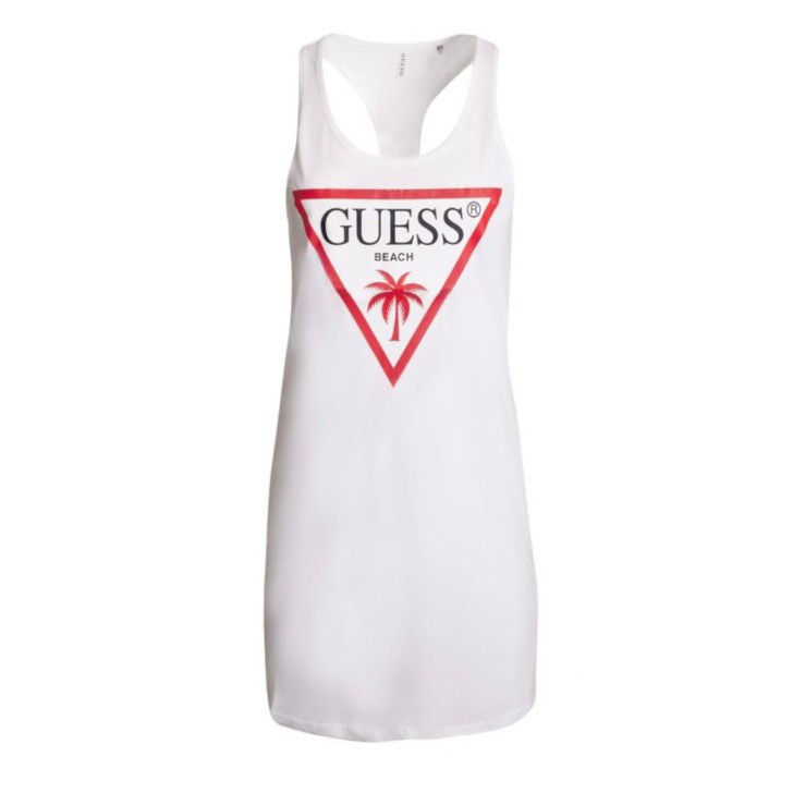 Guess vestito a canotta bianco con logo nella parte anteriore
