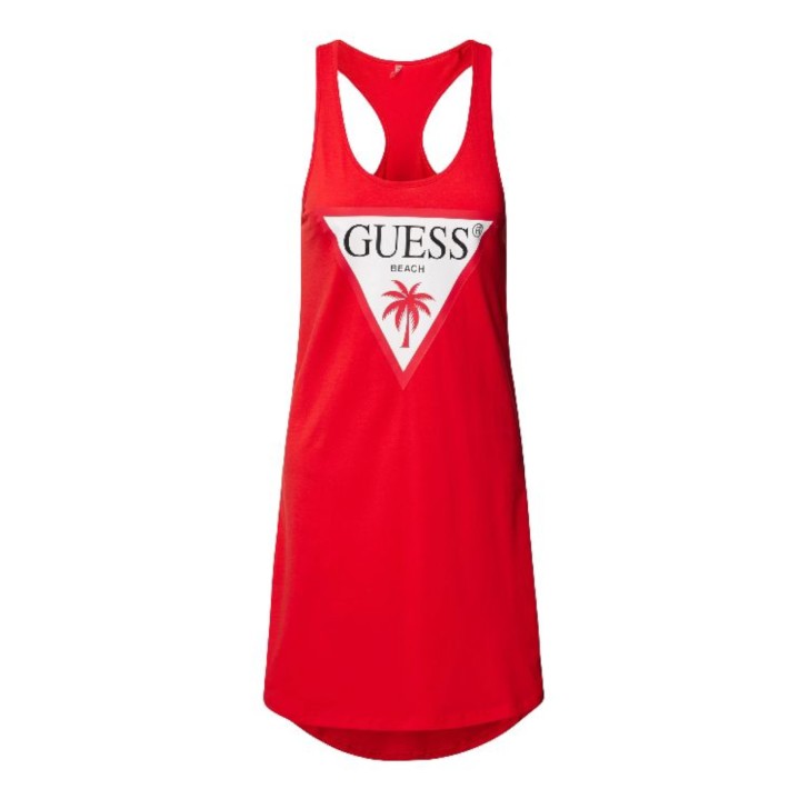 Guess vestito a canotta rosso con logo frontale