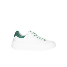 NERO GIARDINI SNEAKERS BIANCA IN PELLE CON INSERTO VERDE