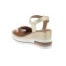 NERO GIARDINI SANDALO CON ZEPPA IN PELLE COGNAC E ORO