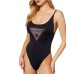 Guess costume intero nero con logo in strass