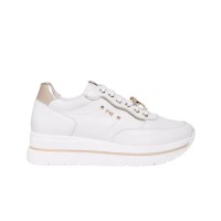 NERO GIARDINI SNEAKER IN PELLE E TESSUTO TECNICO CON CHARM