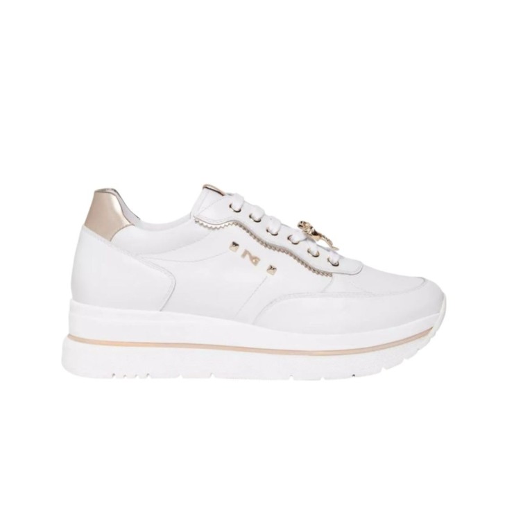 NERO GIARDINI SNEAKER IN PELLE E TESSUTO TECNICO CON CHARM