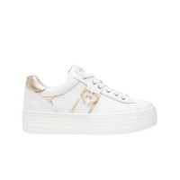 NERO GIARDINI SNEAKERS IN PELLE CON DETTAGLIO LOGO IN METALLO ORO 